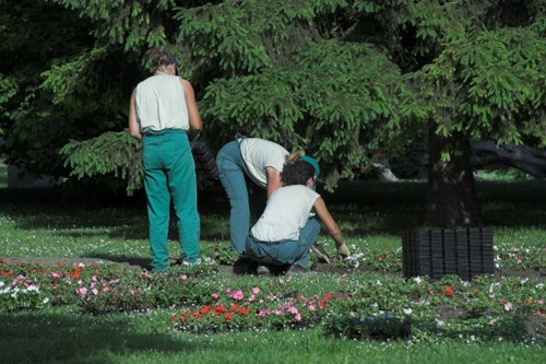 Outdoor landscaping work with safety and liability considerations